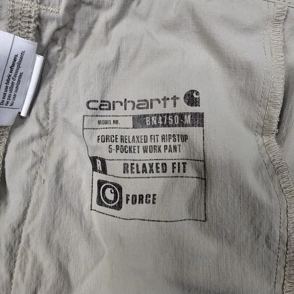 Carhartt Force Pants Mens 38x34 Tan Ripstop Nylon Pocket Work Outdoor Stretch - Picture 6 of 16